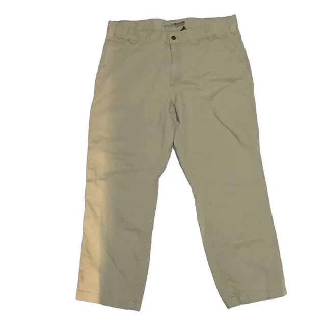Carhartt Men's 38x30 Carpenter Pants Relaxed Fit Canvas Workwear Beige Cotton