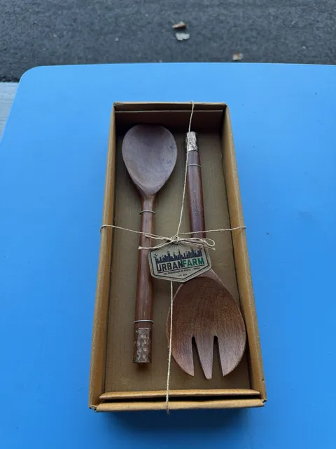 Urban Farm Wooden Salad Servers Set