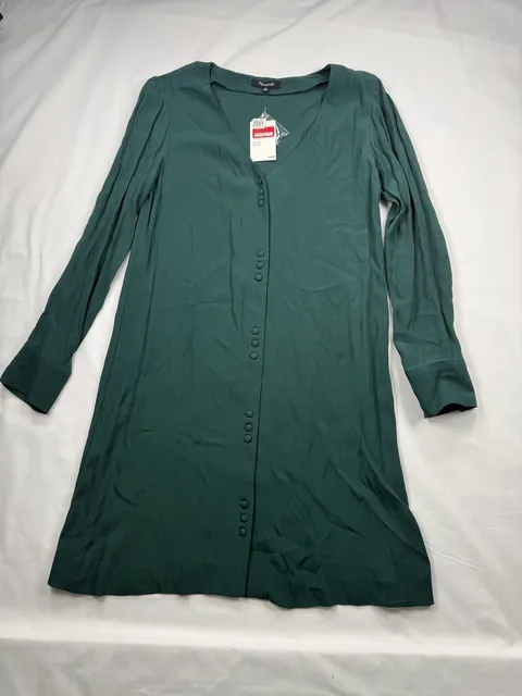 Madewell Novel Dress Size XS Spruce Green Long Sleeve Button-Down Mini
