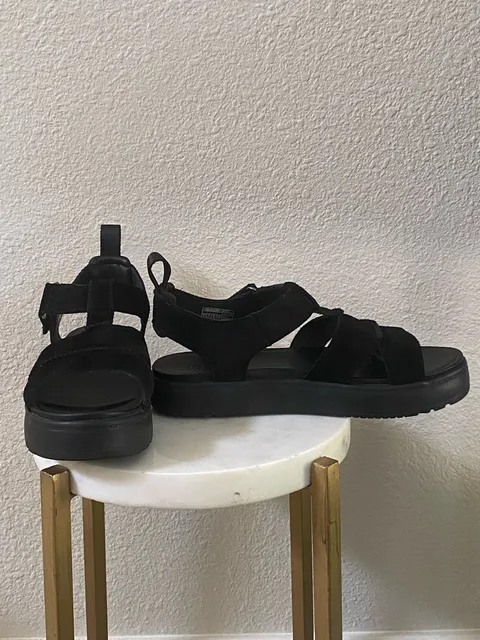 UGG Goldenstar Strap Sandals Black Suede
