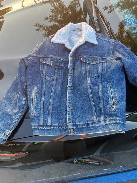 Levi's Sherpa Trucker Jacket Size M Blue Denim Fleece Collar
