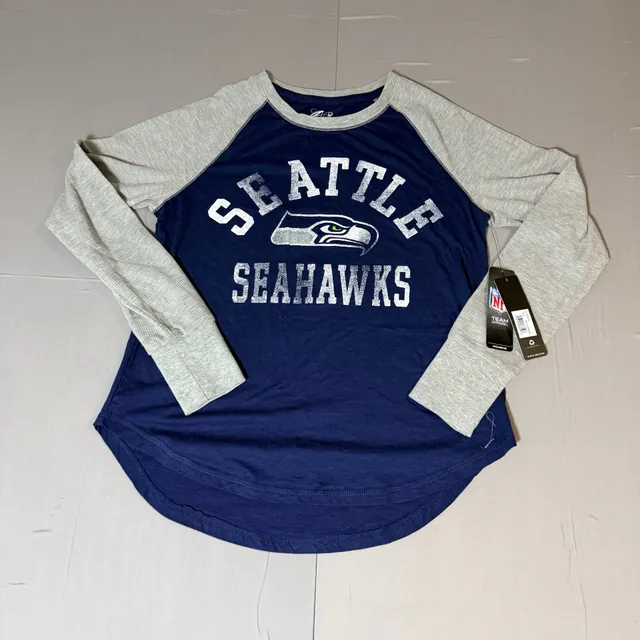 G-III 4Her Seattle Seahawks Waffle Knit Raglan Long Sleeve T-Shirt Size L