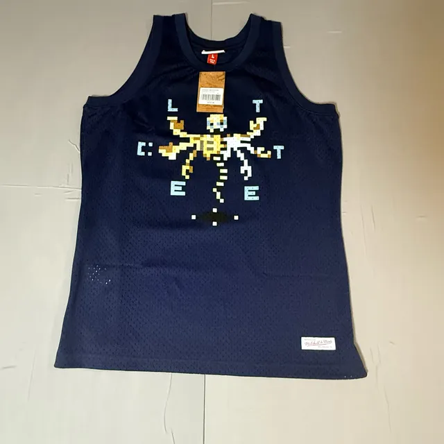 Mitchell & Ness Clottee Jersey Size L Navy Mesh Tank Top