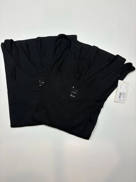 A New Day 2-Pack Ribbed Tank Top Size 2X Black