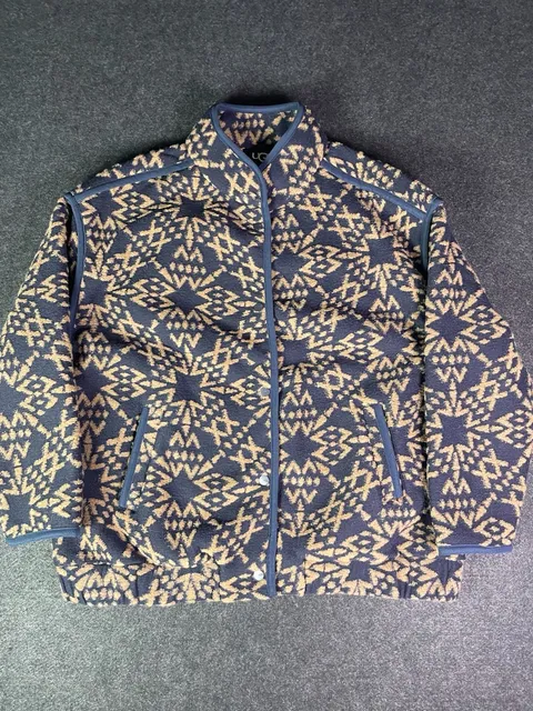 UGG Brigh Snap Fleece Jacket Size M Fair Isle Pattern
