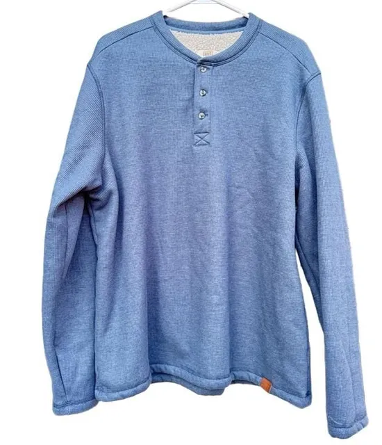 Grove & Hollow Sherpa Lined Thermal Henley Size XL Blue Long Sleeve