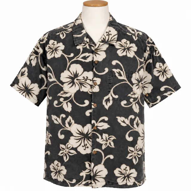 Vintage Toes on the Nose Men’s XL Hawaiian Shirt Black Hibiscus Aloha Surf
