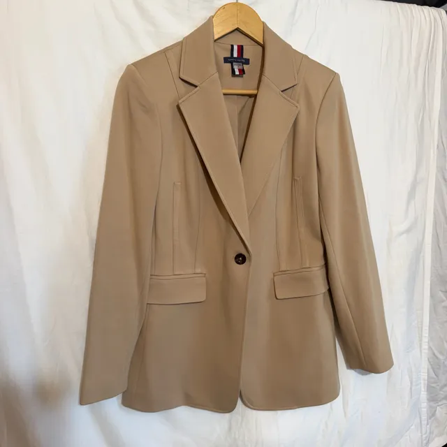 Tommy Hilfiger Tailored Blazer Size 8 Camel Tan Single Button Jacket