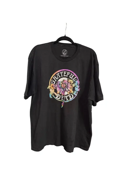 Grateful Dead Dancing Bears T-Shirt Size 2XL Black Rainbow Graphic