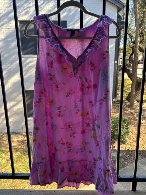 Lauren Ralph Lauren Nightshirt Size L Pink Floral Ruffle Sleeveless