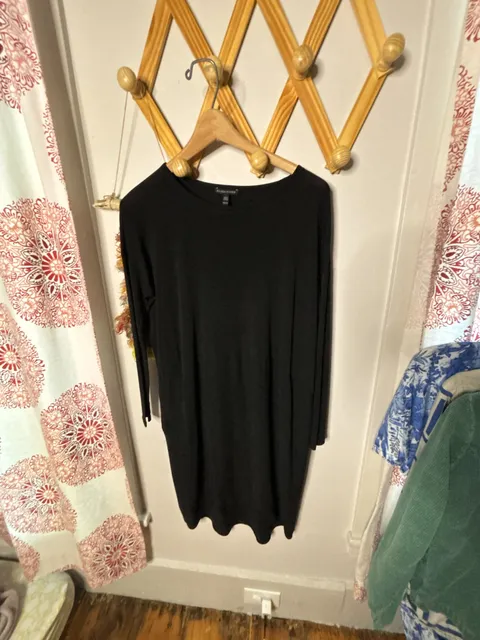 Eileen Fisher Long Sleeve Dress Size XXS Black Silk