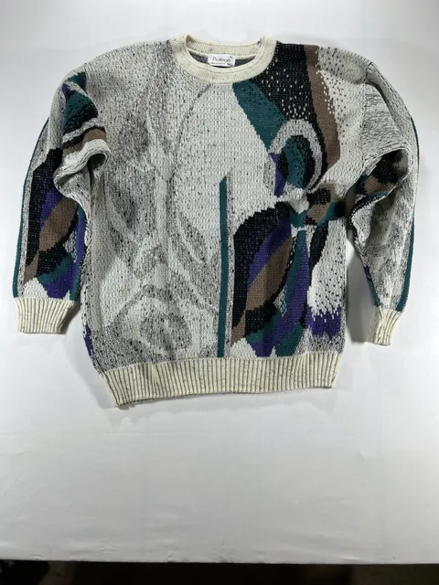 Protege by Tag Sweater Size M Multicolored Abstract Knit 80s 90s