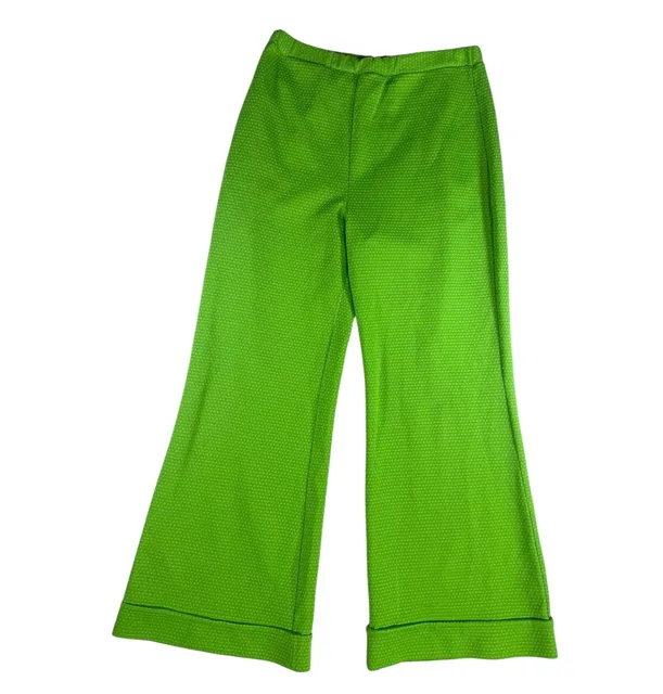 Vintage Bell Bottoms Green Polka Dot Pantsuit