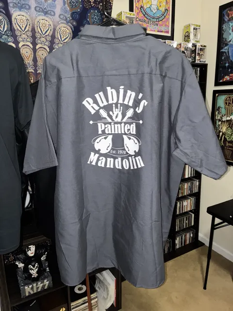 Red Kap Work Shirt Size XXL Charcoal Jerry Garcia Rubin's Painted Mandolin