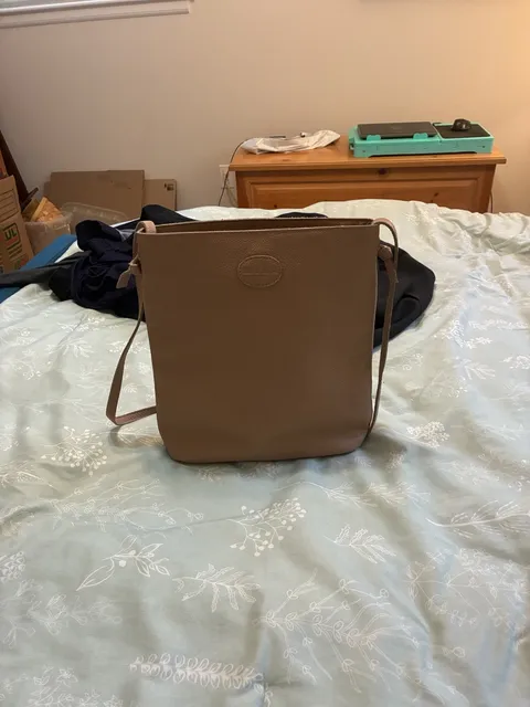 M.I.L.A Leather Crossbody Bag Beige Pebble Grain