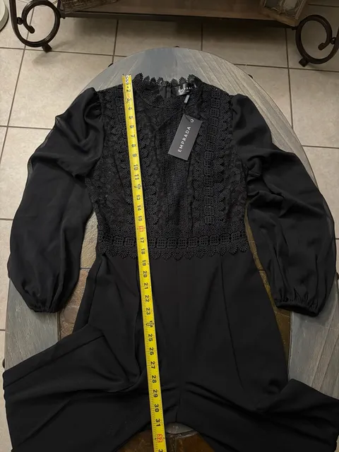 Emprada Black Lace Long Sleeve Jumpsuit Size M