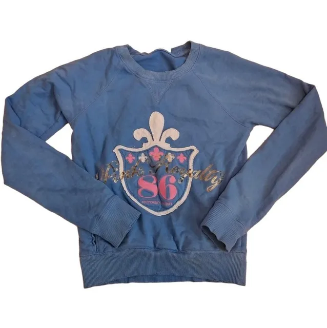 VTG Victoria's Secret PINK Crewneck Sweatshirt XS Blue Royalty Shield Logo *Spot