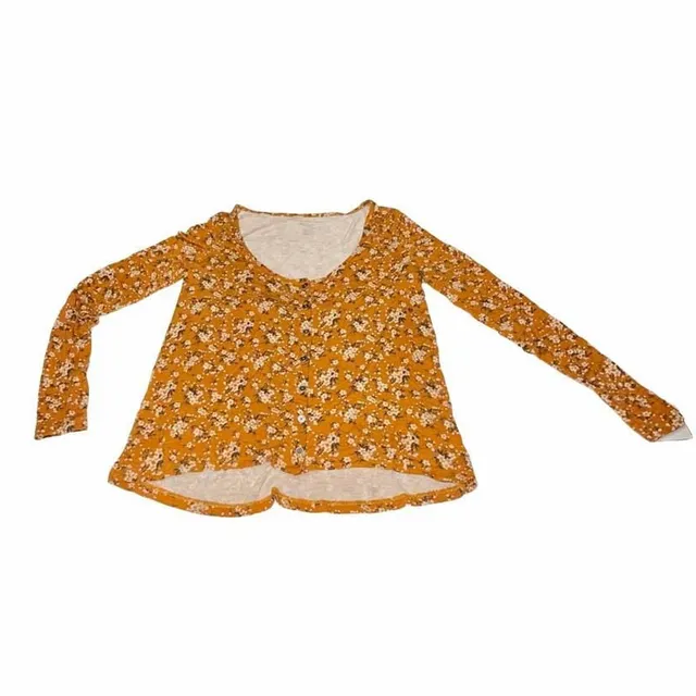 American Eagle Earthy Boho GranolaGirl Floral Henley Top XS