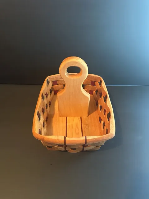 L. Miller Handcrafted Wood Woven Caddy Basket #10137