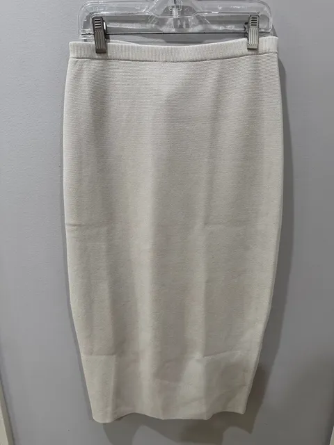 Silk & Organic Cotton Pencil Skirt in Bone - size petite xs