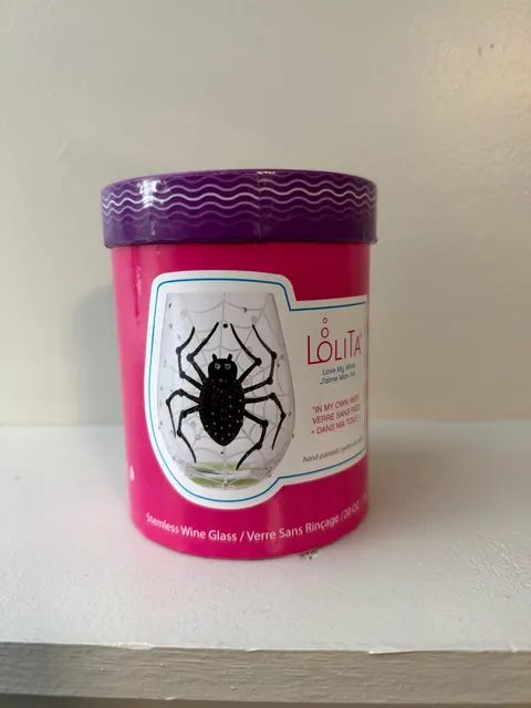 Lolita In My Own Web Hand-Painted Stemless Wine Glass