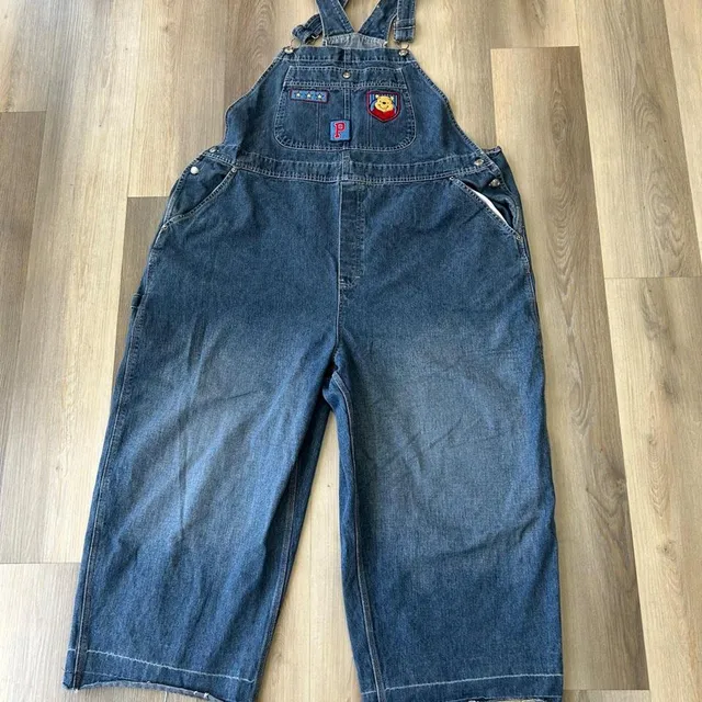 Disney Plus Pooh Denim Jean Bib Overalls Size 3XL