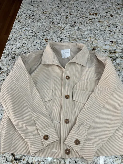 Avec Les Filles Corduroy Jacket Size M Beige Button Up Shacket