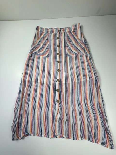 Harper Heritage Striped Button-Down Skirt Size M Multicolor