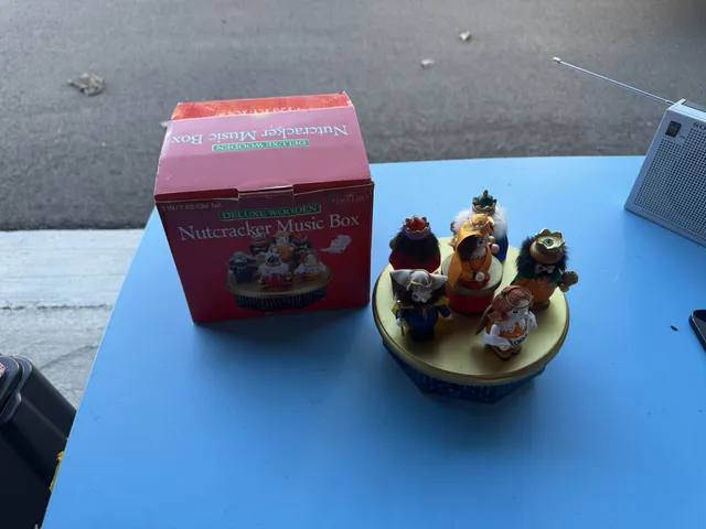 Timeless Treasures Deluxe Wooden Nutcracker Music Box with Box