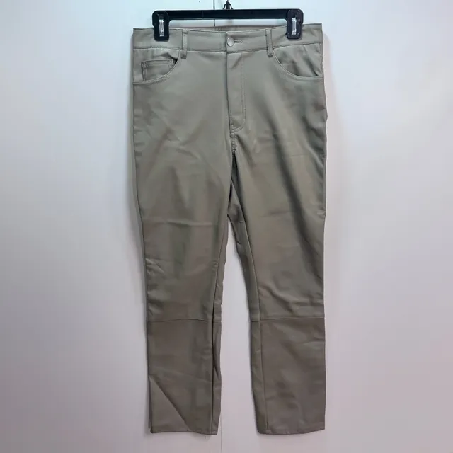 Faux Leather Pants Taupe Straight Leg