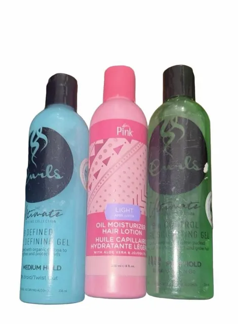 Curls And Luster Pink Hair Care Lot Of 3 236ml Each