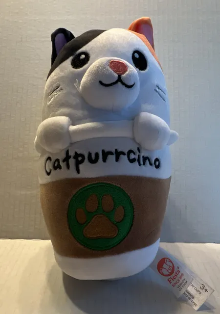 Fiesta Catpurrcino Size 9in Calico Cat Cup Plush