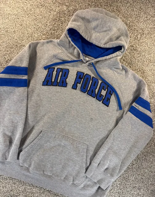 Pro Standard Air Force Hoodie Size XL Grey Blue Applique