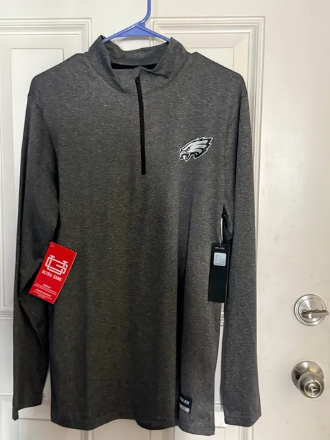 Ultra Game Philadelphia Eagles Size M Charcoal Quarter-Zip Pullover