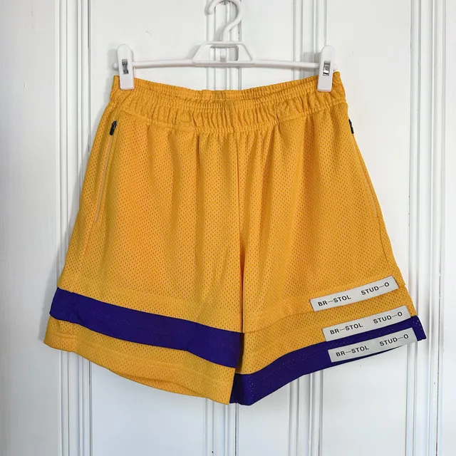 Bristol Studio Mesh Basketball Shorts Yellow Purple
