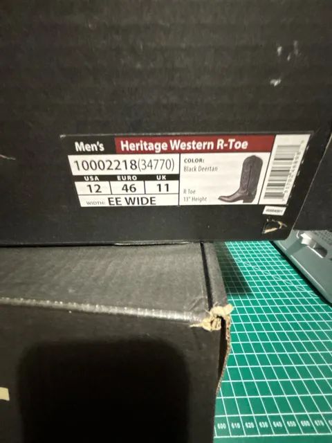 Ariat Heritage Western R-Toe Size 12 EE Black Deertan Leather Boots