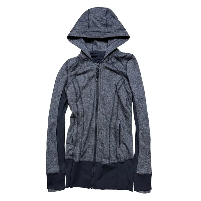 Lululemon Daily Practice Jacket Full Zip Hoodie Gray Herringbone scuba