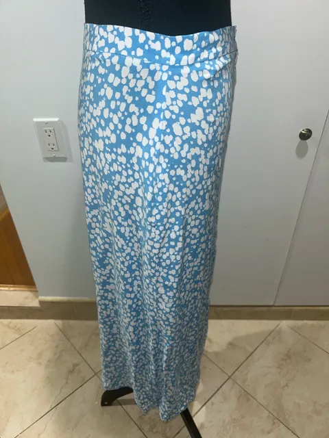 Maxi Skirt Blue White Speckled Pattern