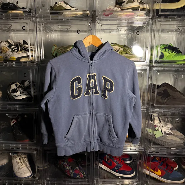 GapKids Zip Up Hoodie Size M 8 Blue Logo Full Zip Sweatshirt