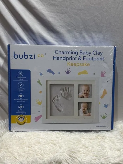 Bubzi Co. Charming Baby Clay Handprint & Footprint Keepsake Frame