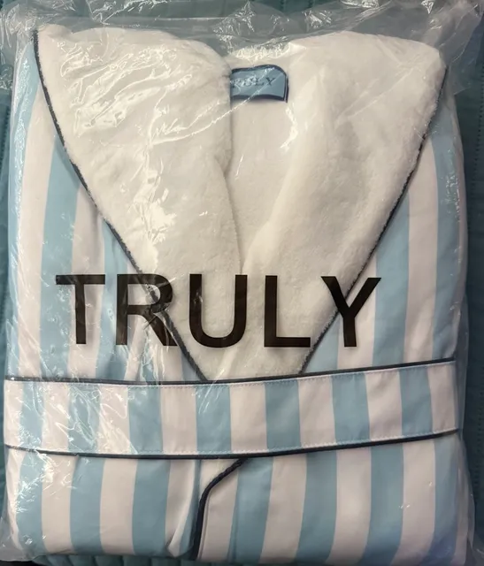 Truly Beauty Mykonos Luxury Robe Blue White Stripe