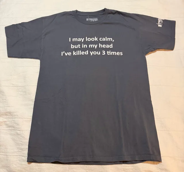 Ranger Up Graphic T-Shirt Size L Gray I May Look Calm