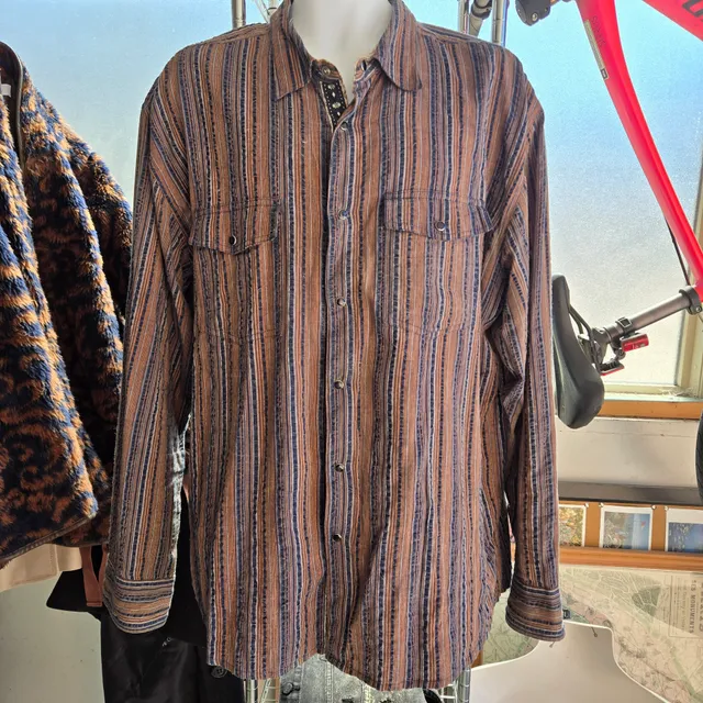 Scully PS-070 Western Shirt Size XL Striped Pearl Snap Long Sleeve