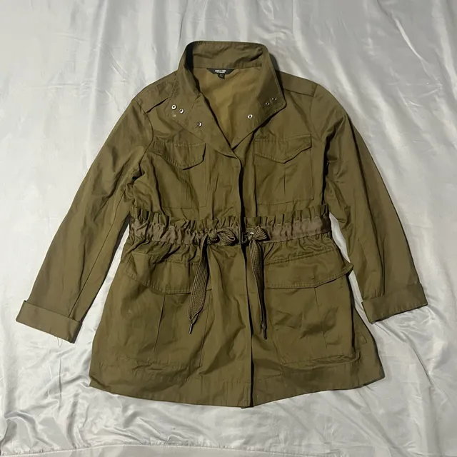 Simply Vera Vera Wang Utility Jacket Size L Olive Green Military Coat