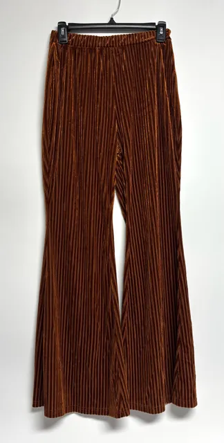 SHEIN Velvet Flared Pants Size L Brown Striped