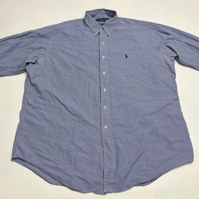 Ralph Lauren Button Down Shirt Size XL Blue Gingham