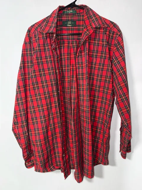 Orvis Red Plaid Long Sleeve Button Down Shirt Size M