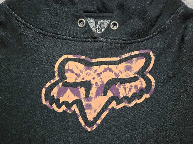Fox Racing Black Hoodie Orange Purple Tie Dye Logo Graphic