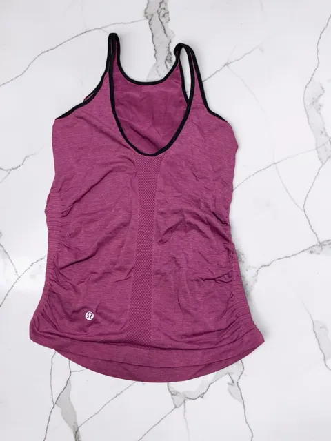 Lululemon In The Flow Tank 6 Regal Plum Purple Top Ruched Scoop Back