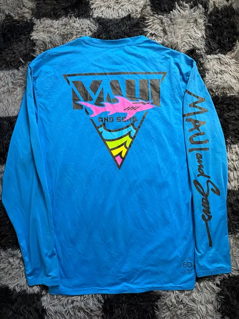 Maui And Sons Control Long Sleeve Shirt Size M Blue UPF 50+